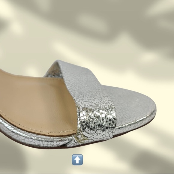 J.Crew Lanie Crackled Silver Metallic Leather Heels w/ Ankle Strap - Picture 5 of 7